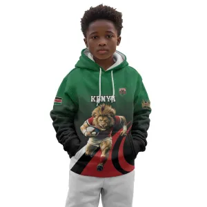 Kenya Rugby Custom Kid Hoodie Simbas Mascot - Sporty Style LT15