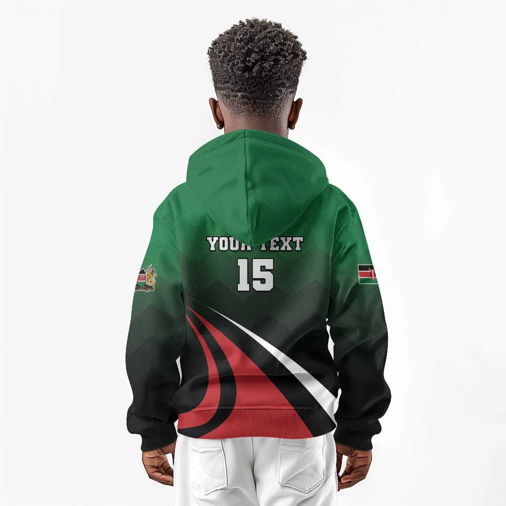 Kenya Rugby Custom Kid Hoodie Simbas Mascot - Sporty Style LT15