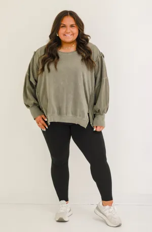 Kiss of Love Vintage Washed Pullover in Dark Mocha