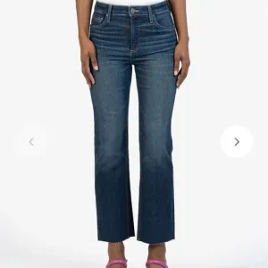 Kut from the Kloth Kelsey High Rise Ankle Flare Step Raw Hem Blue Size 0
