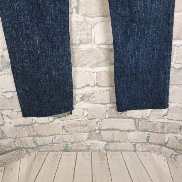 Kut from the Kloth Kelsey High Rise Ankle Flare Step Raw Hem Blue Size 0