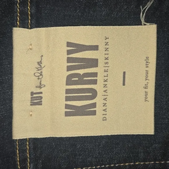 KUT from the Kloth Women's Kurvy Diana Ankle Skinny Jeans Dark Wash Size 16 NWT