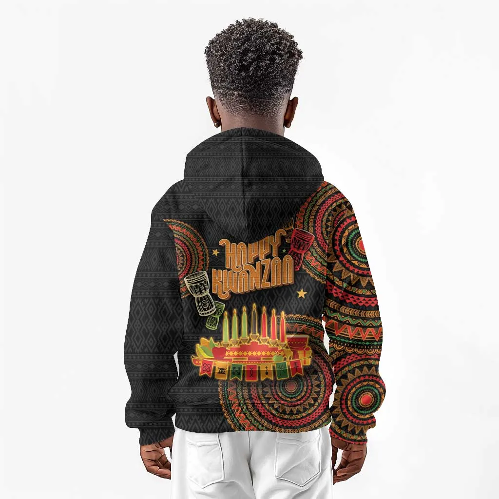 Kwanzaa Kinara Candles Kid Hoodie African Tribal Pattern LT05