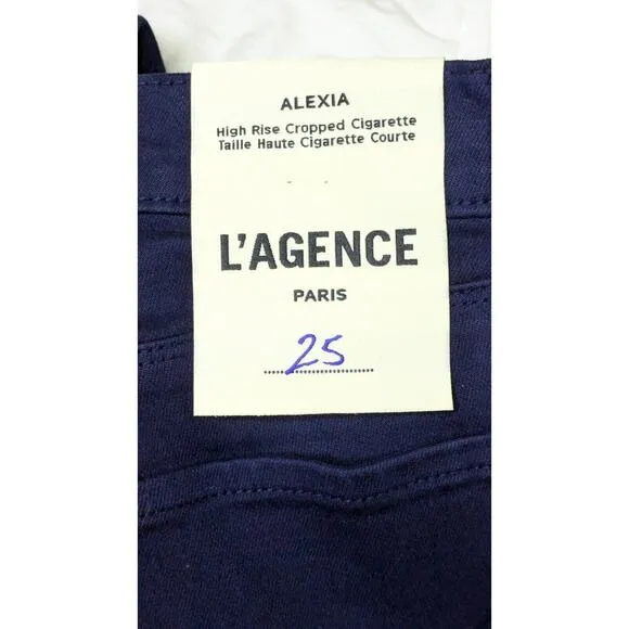 L'Agence Jeans Womens 25 Blue Alexia High Rise Cropped Cigarette NEW 27&quot; Inseam