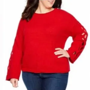 Lane Bryant Sweater Crew Neck Raspberry Criss-Cross Plus Size 22/24 NWT $59.95