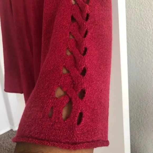 Lane Bryant Sweater Crew Neck Raspberry Criss-Cross Plus Size 22/24 NWT $59.95