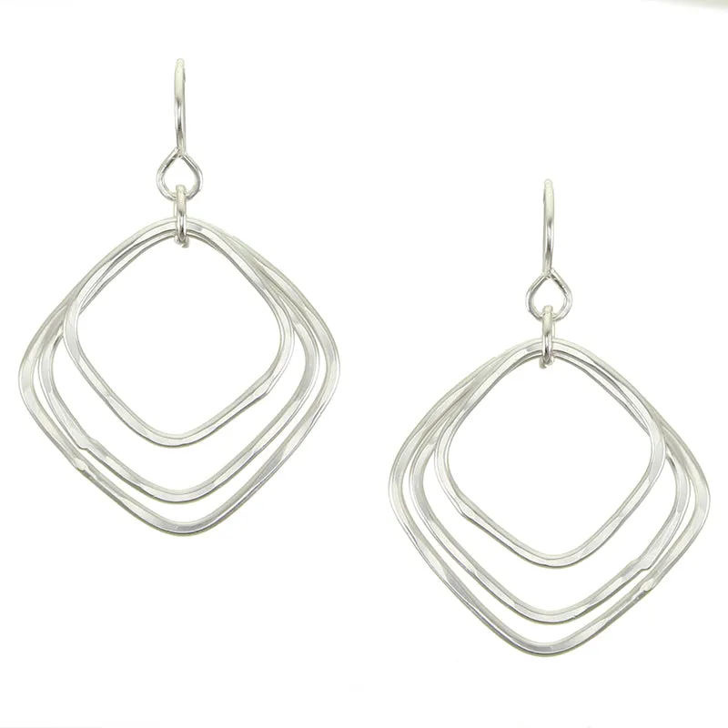 Large Triple Square Rings Wire Earrings