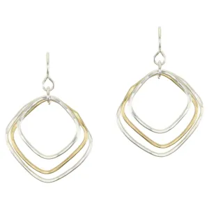 Large Triple Square Rings Wire Earrings