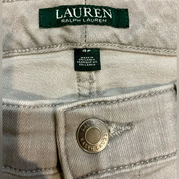 LAUREN RALPH LAUREN‎ Soft Gray Skinny Ankle  Raw Hem Mid Rise Crop Jeans Size 4P