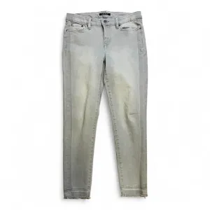 LAUREN RALPH LAUREN‎ Soft Gray Skinny Ankle  Raw Hem Mid Rise Crop Jeans Size 4P