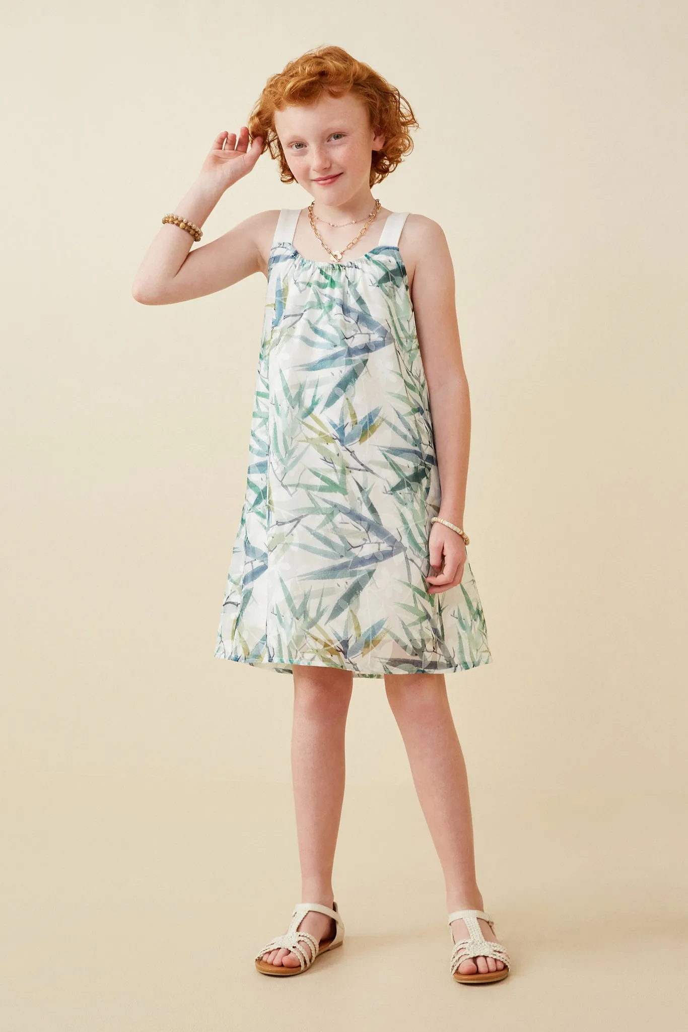 Layered Botanical Print Tank Dress
