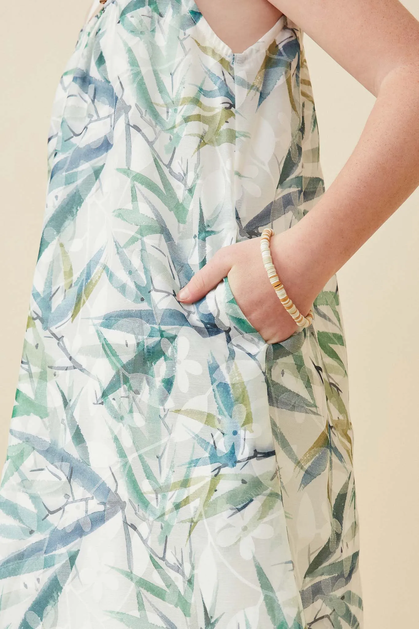 Layered Botanical Print Tank Dress