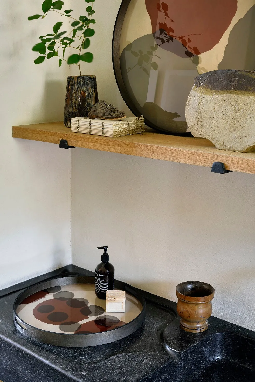 layered dots glass tray
