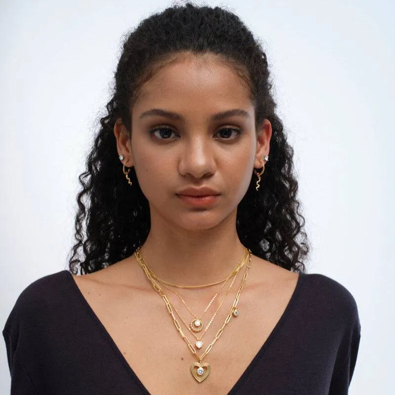Layered Heart Charm Necklace