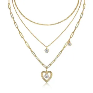 Layered Heart Charm Necklace