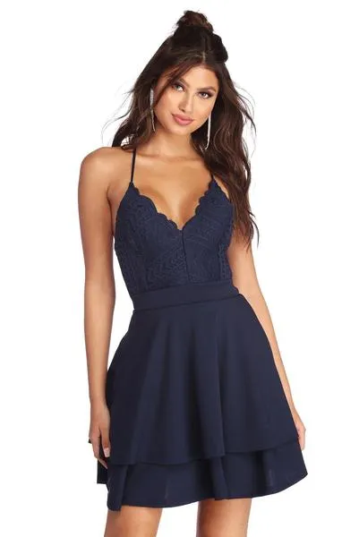 Layered In Lace Skater Dress