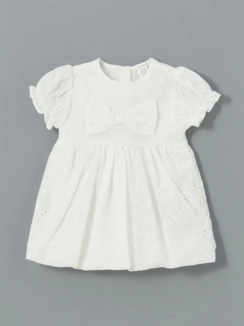 LCW baby Ecru Crew Neck Embroidered Baby Girl Dress
