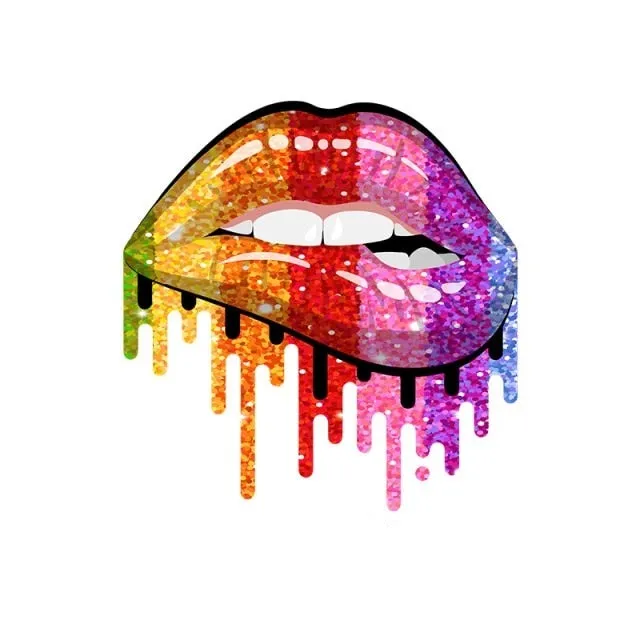 Leopard Print Lips Patches For Clothes Heat Transfer Thermal Stickers DIY Washable T-Shirts Iron On Transfer  Girls Lips Patches
