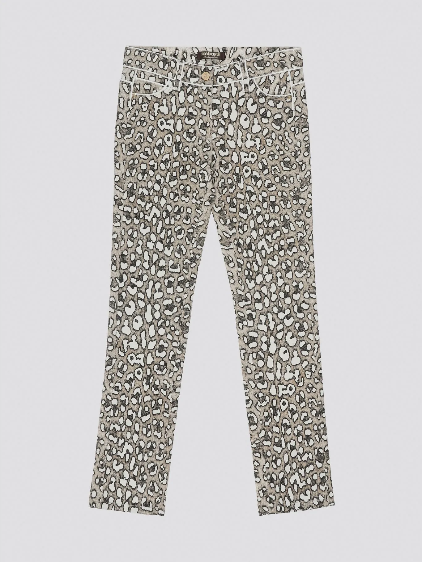 Leopard Print Straight Cut Jeans