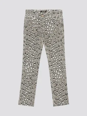 Leopard Print Straight Cut Jeans