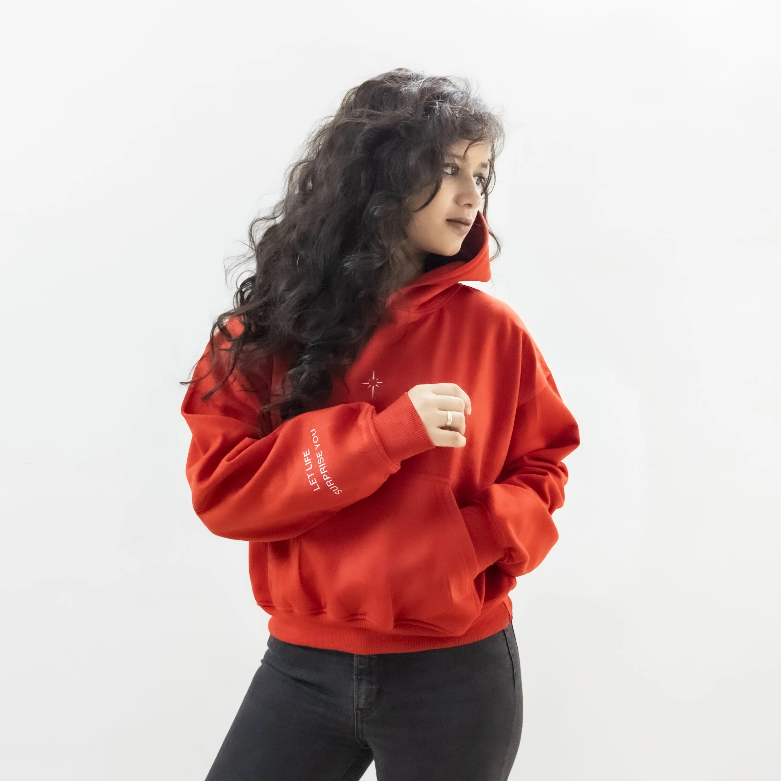 Let Life Surprise You - Red Colour Hoodie