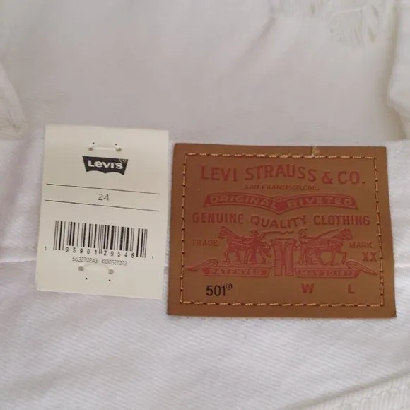 Levi's 501 High Rise CutOff  Women's Off White Button Fly NEW MSRP $79 R…