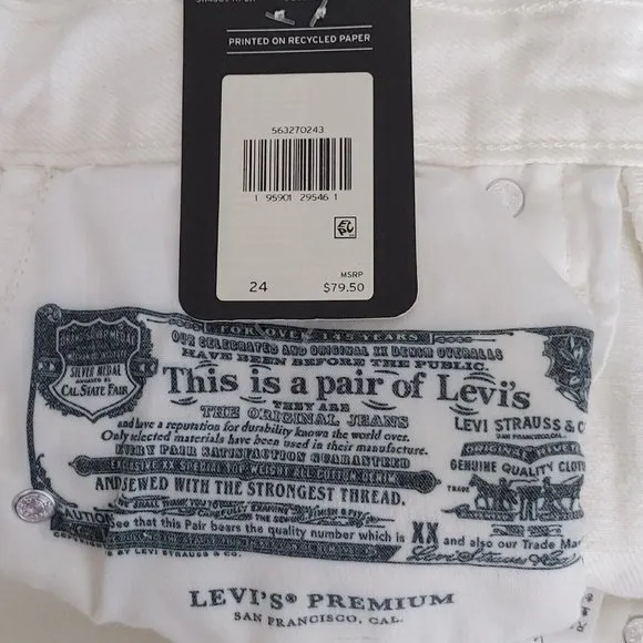 Levi's 501 High Rise CutOff  Women's Off White Button Fly NEW MSRP $79 R…
