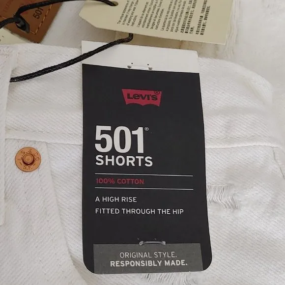 Levi's 501 High Rise CutOff  Women's Off White Button Fly NEW MSRP $79 R…