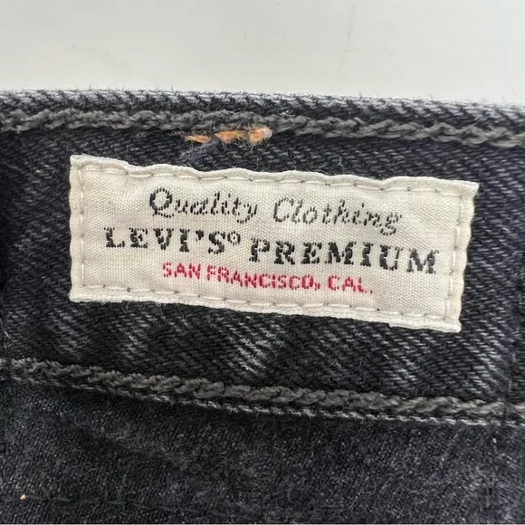 Levi’s 501 Mid Thigh Jean Shorts Women’s 27 Black Wash Distressed Denim