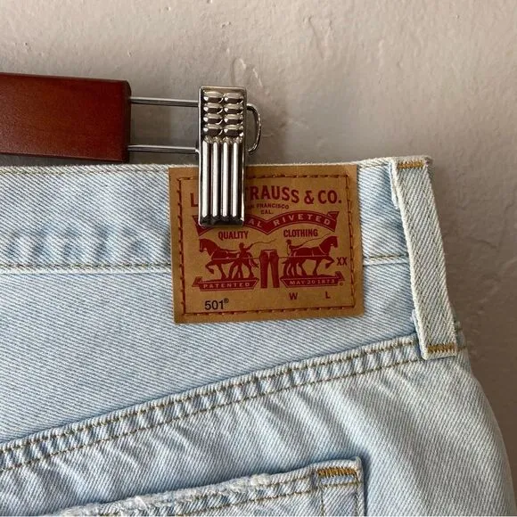 Levi's 501 Original Fit High Rise Cutoff Raw Hem Light Wash Shorts in Ojai Lake