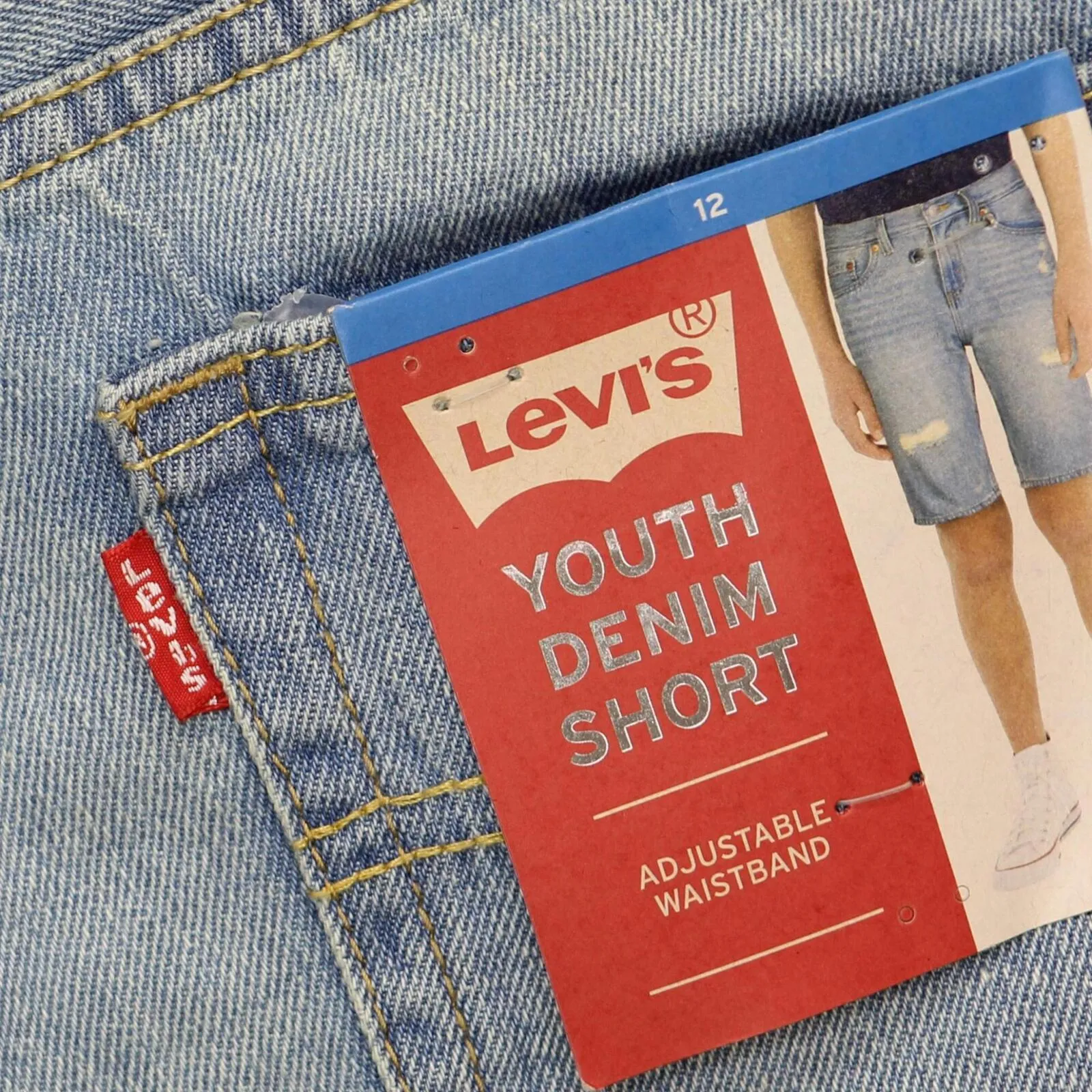 Levis Boys 511 Adjustable Waistband Slim Fit Distressed Denim Shorts 915655