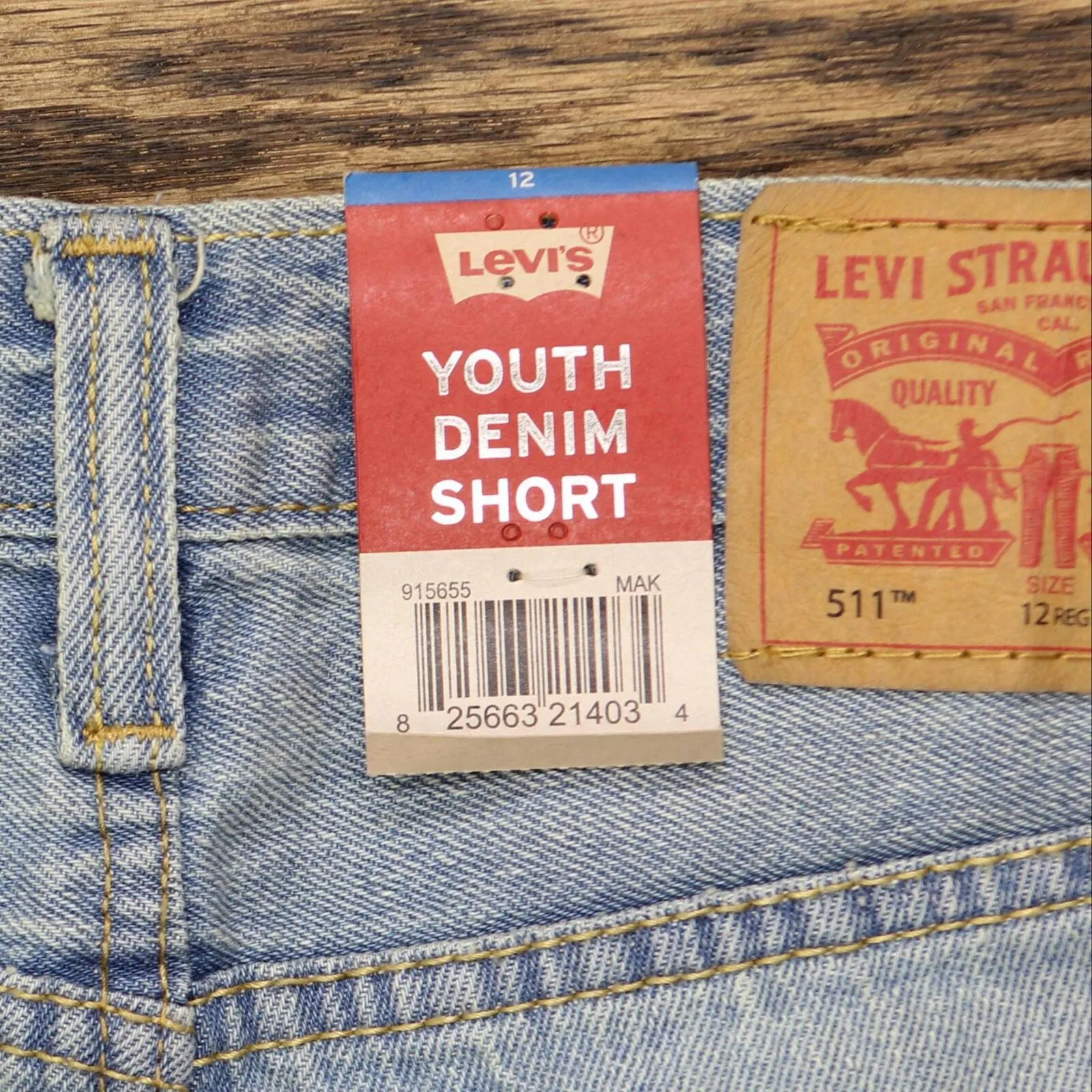 Levis Boys 511 Adjustable Waistband Slim Fit Distressed Denim Shorts 915655