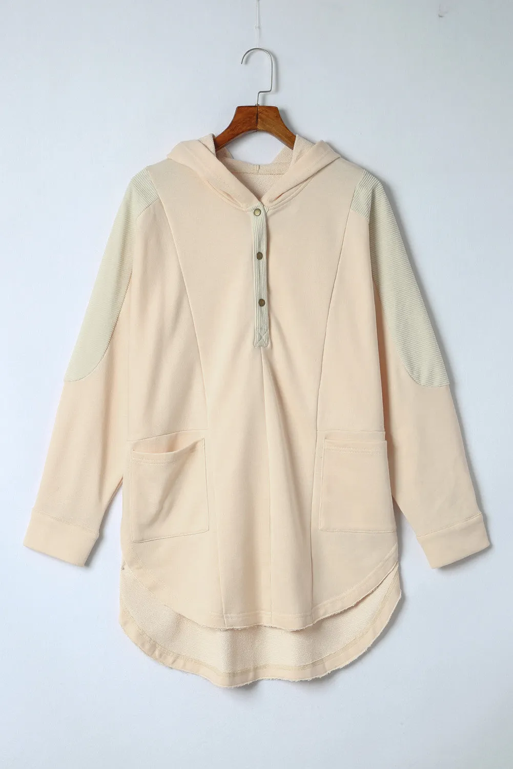 Levy Long Sleeve Buttoned Hoodie with Pockets