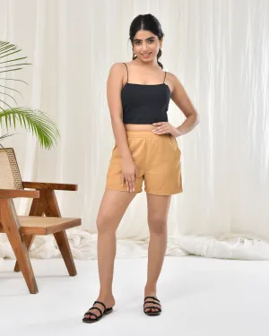 Light Brown Airy Linen Shorts