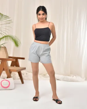 Light Grey Airy Linen Shorts