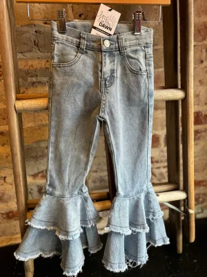 Light Wash Denim Ruffled Pants- Toddler/Kid