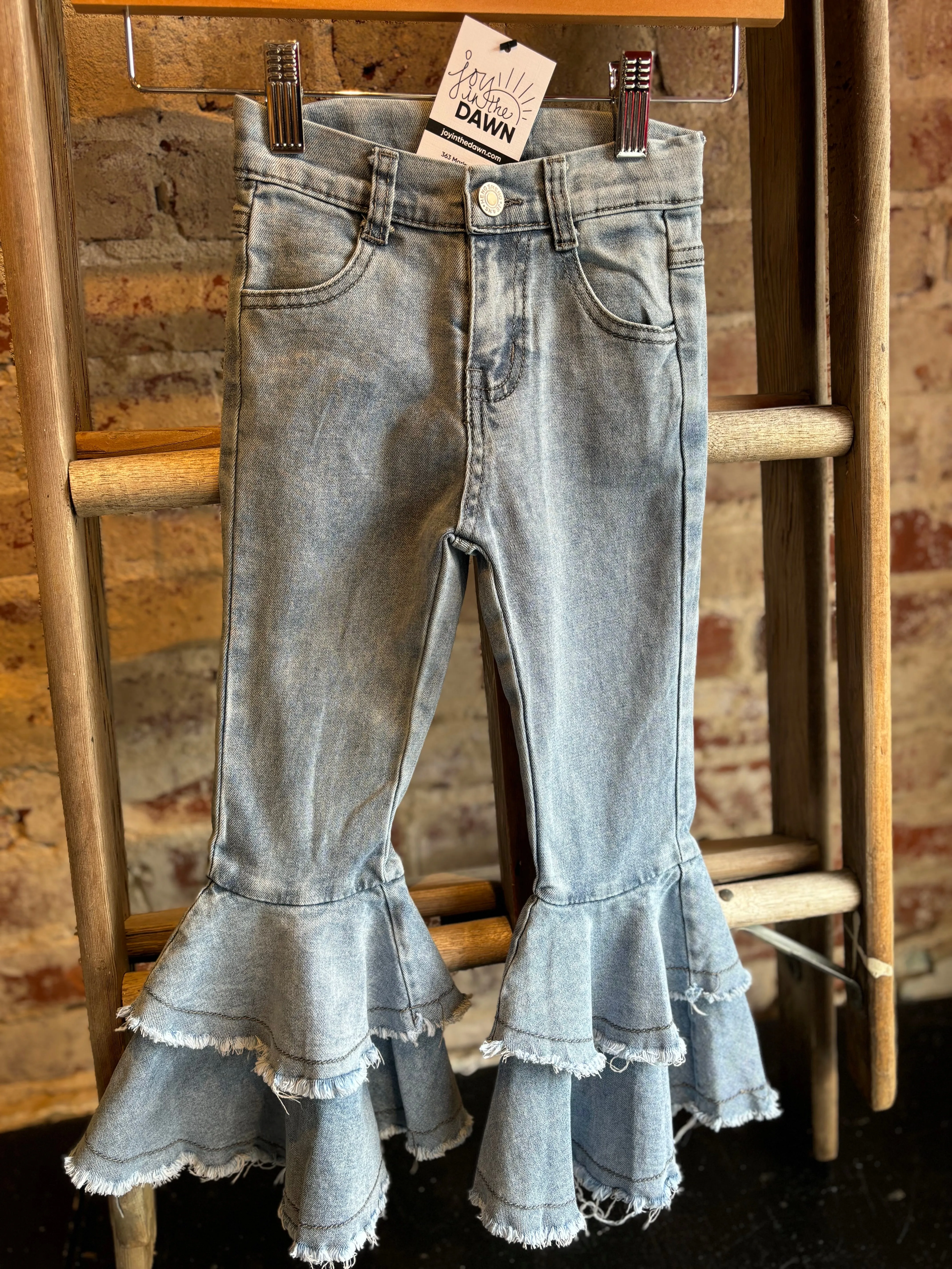 Light Wash Denim Ruffled Pants- Toddler/Kid