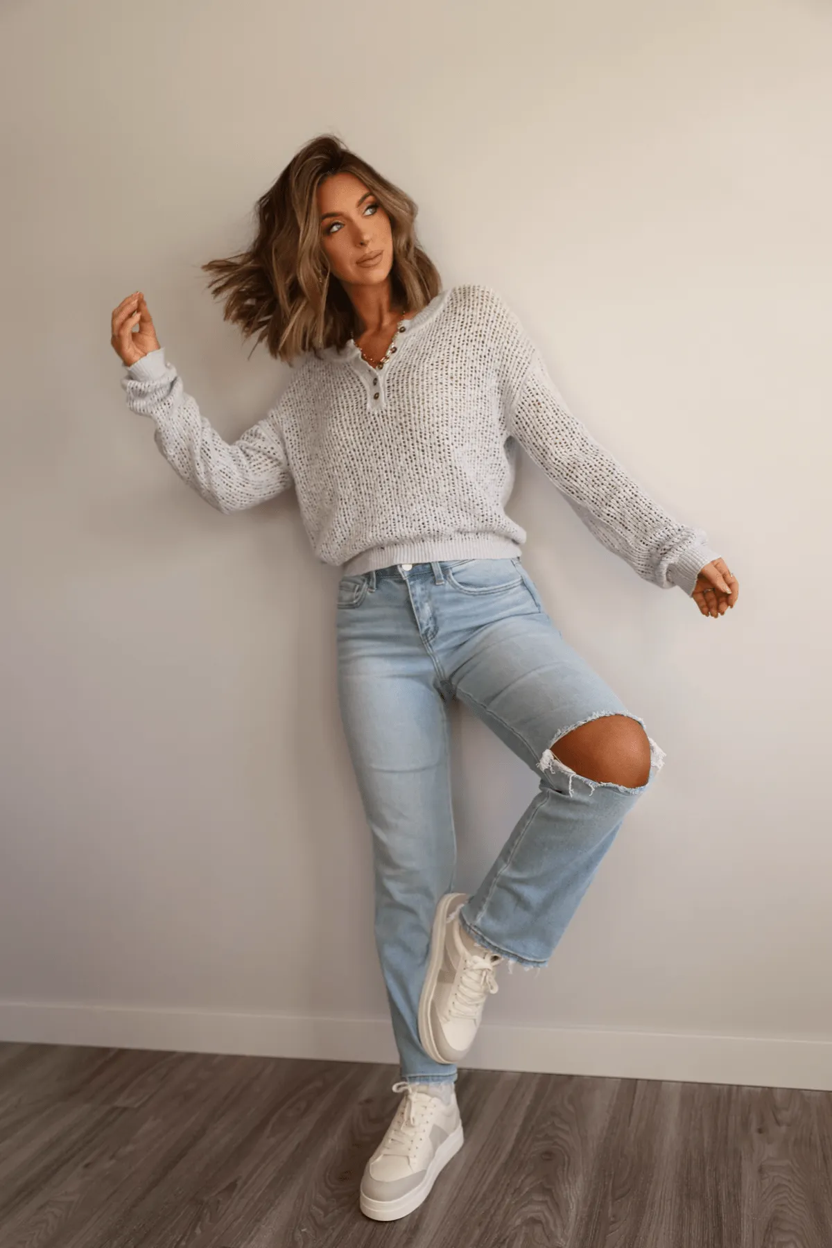 Light Wash Distressed Crop Straight Leg Jeans - FINAL SALE