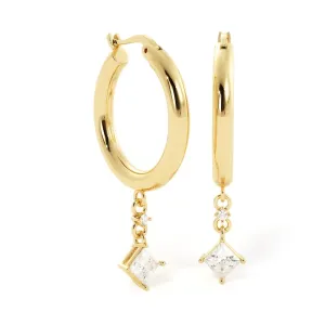 Lightwave Square Diamonds Earrings 1 Natural Diamonds in Yellow Gold