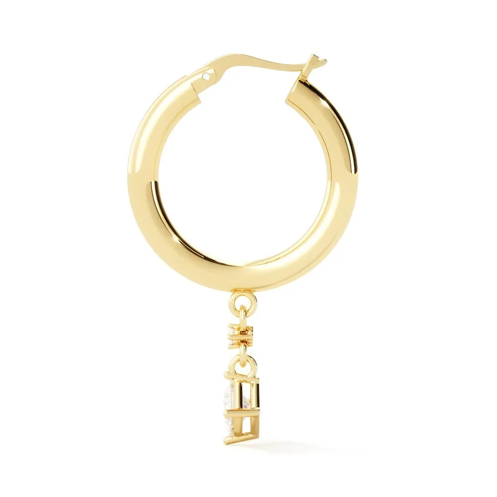 Lightwave Square Diamonds Earrings 1 Natural Diamonds in Yellow Gold