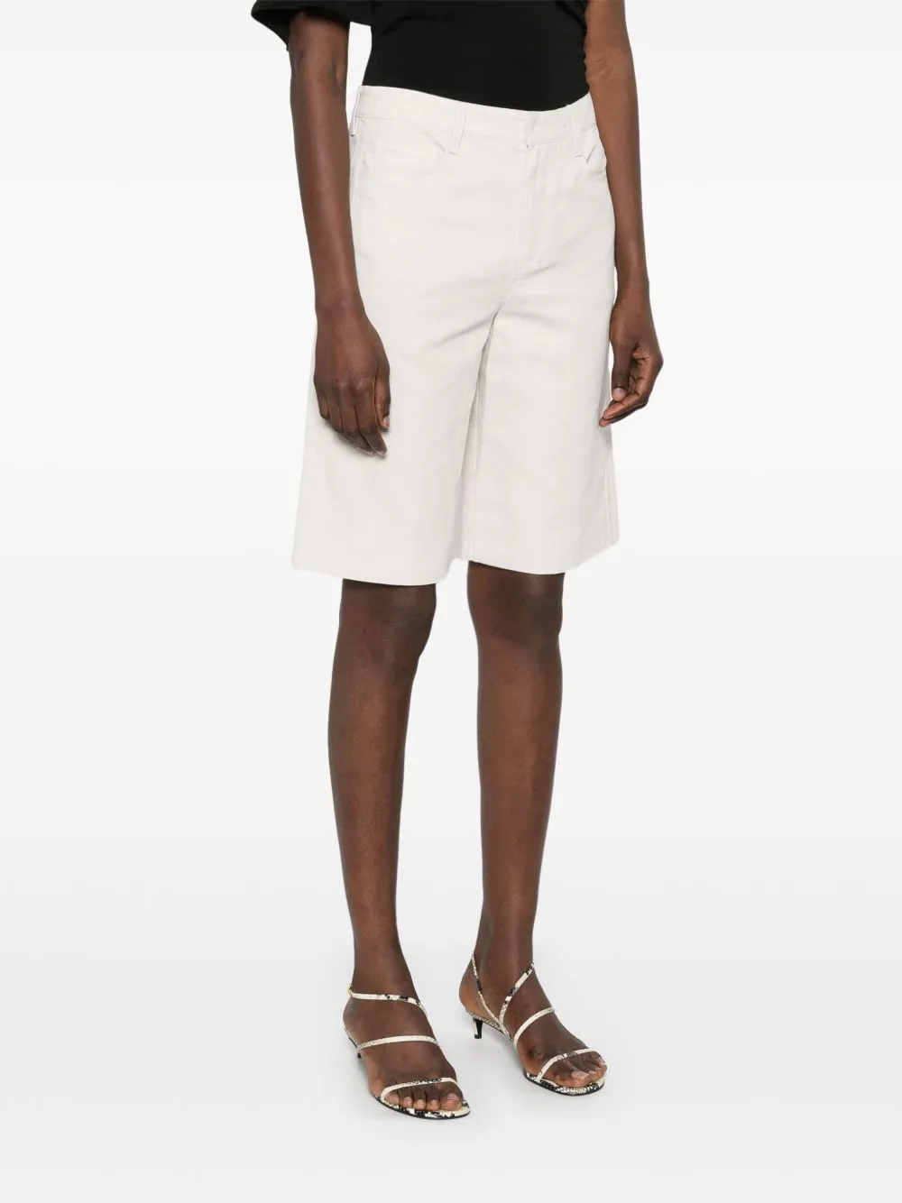 Linen and cotton blend bermuda shorts