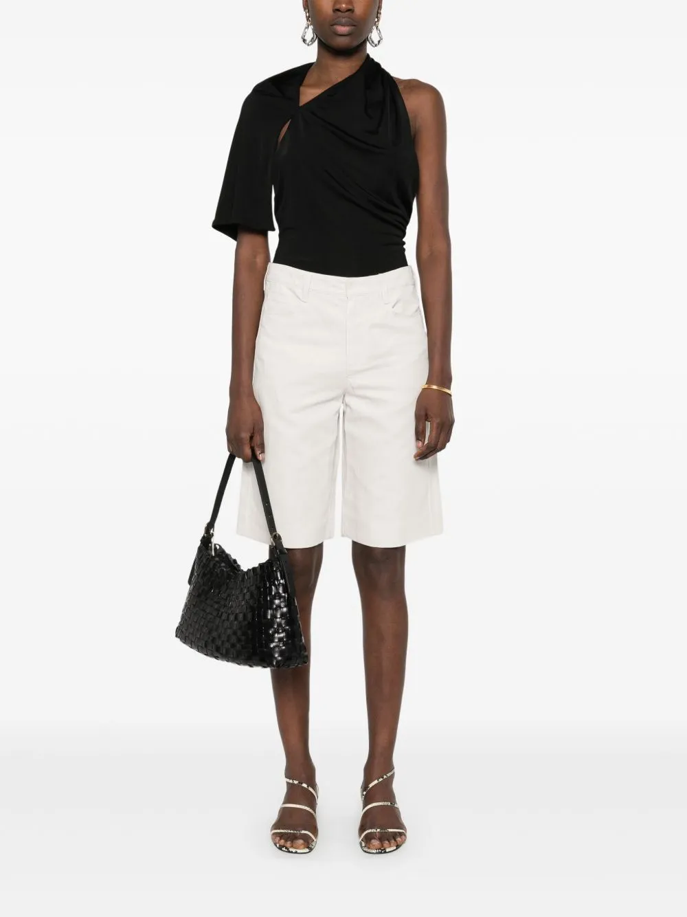 Linen and cotton blend bermuda shorts