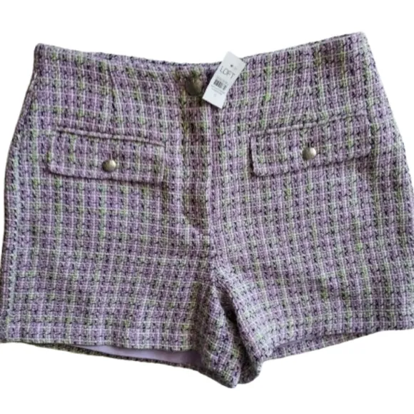 Loft Purple Tweed High Waist Short Size 6