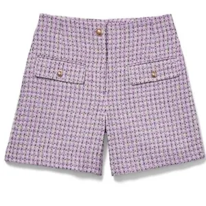 Loft Purple Tweed High Waist Short Size 6
