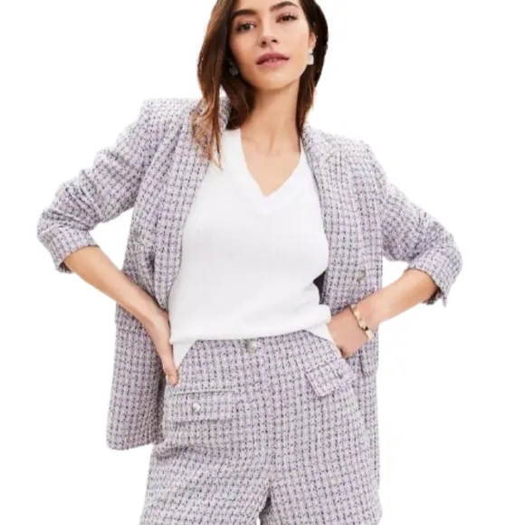 Loft Purple Tweed High Waist Short Size 6