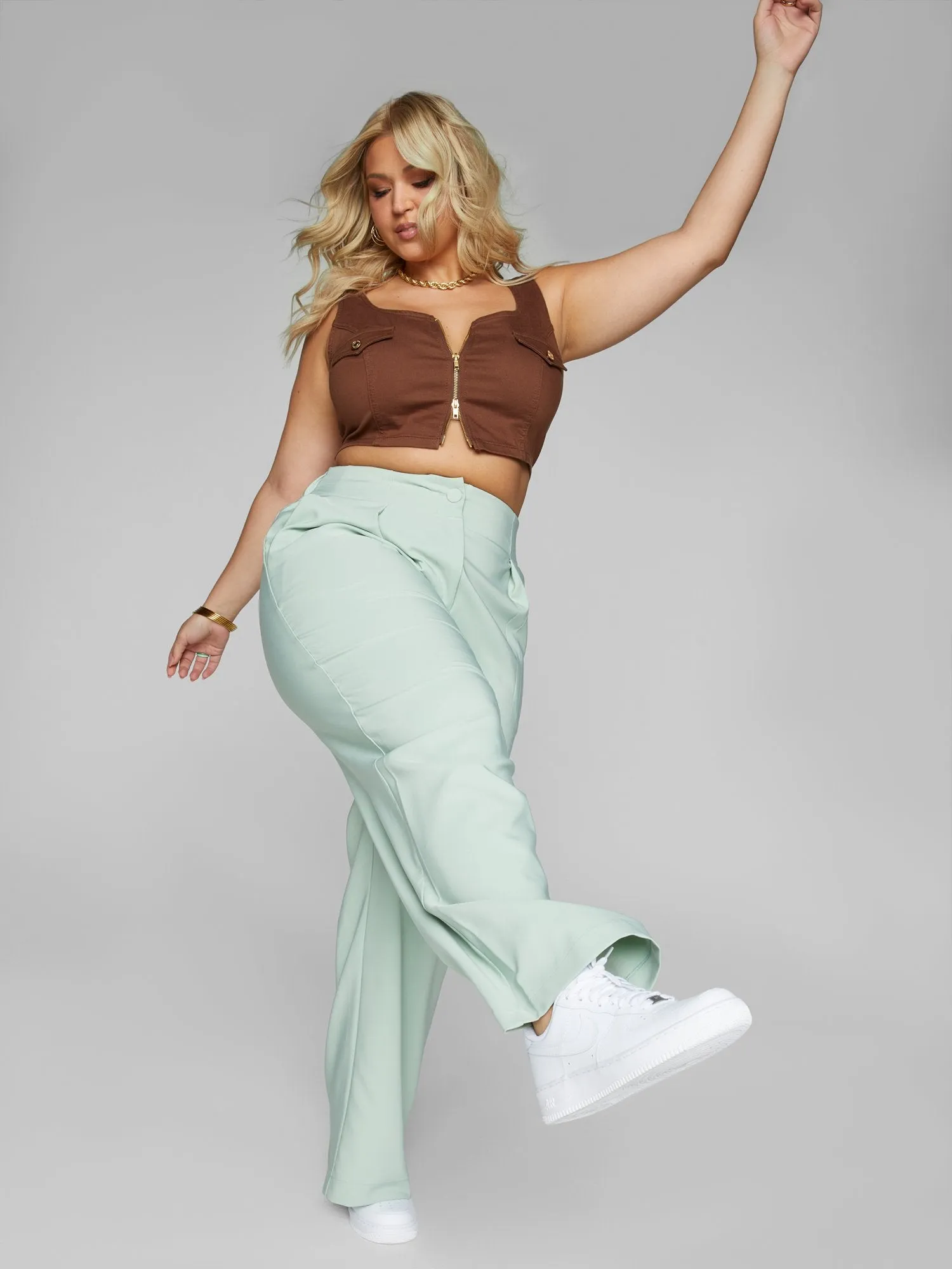 Lola Zip Front Denim Crop Top