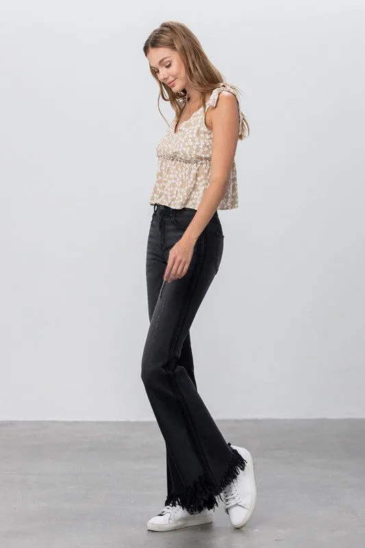 Long Frayed Super Flare Jeans
