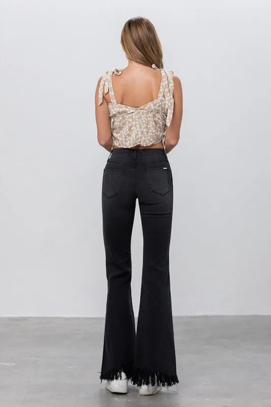 Long Frayed Super Flare Jeans