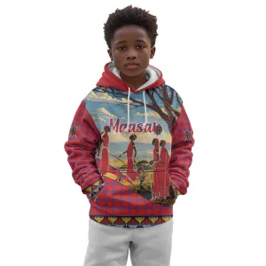 Maasai Adumu Dance Kid Hoodie Shuka Pattern - Kenya Safari LT15