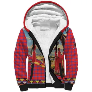 Maasai Adumu Dance Sherpa Hoodie Shuka Pattern - Kenya Safari LT15